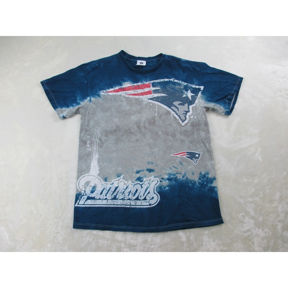 New England Patriots Shirt Mens Medium Gray Blue Tie Dye Football Super Bowl NFL